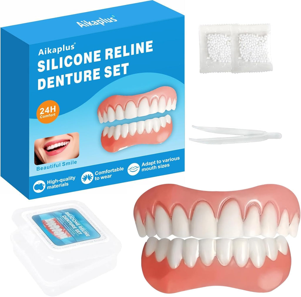 Moldable False Teeth - Silicone Dentures - Men and Veneers Teeth for Women - Upper and Lower Matching Set - Fix Your Smile at Within Minutes - Blue - 1PCS - Y7