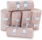 OBTANIM 6 Rolls Elastic Bandage Wrap with 12 Extra Clips, 6 Inch X 15ft Compression Bandage Stretch Tape for Medical, Athletic Sport, Wrist, Arm, Leg Sprains, Calf, Ankle & Foot