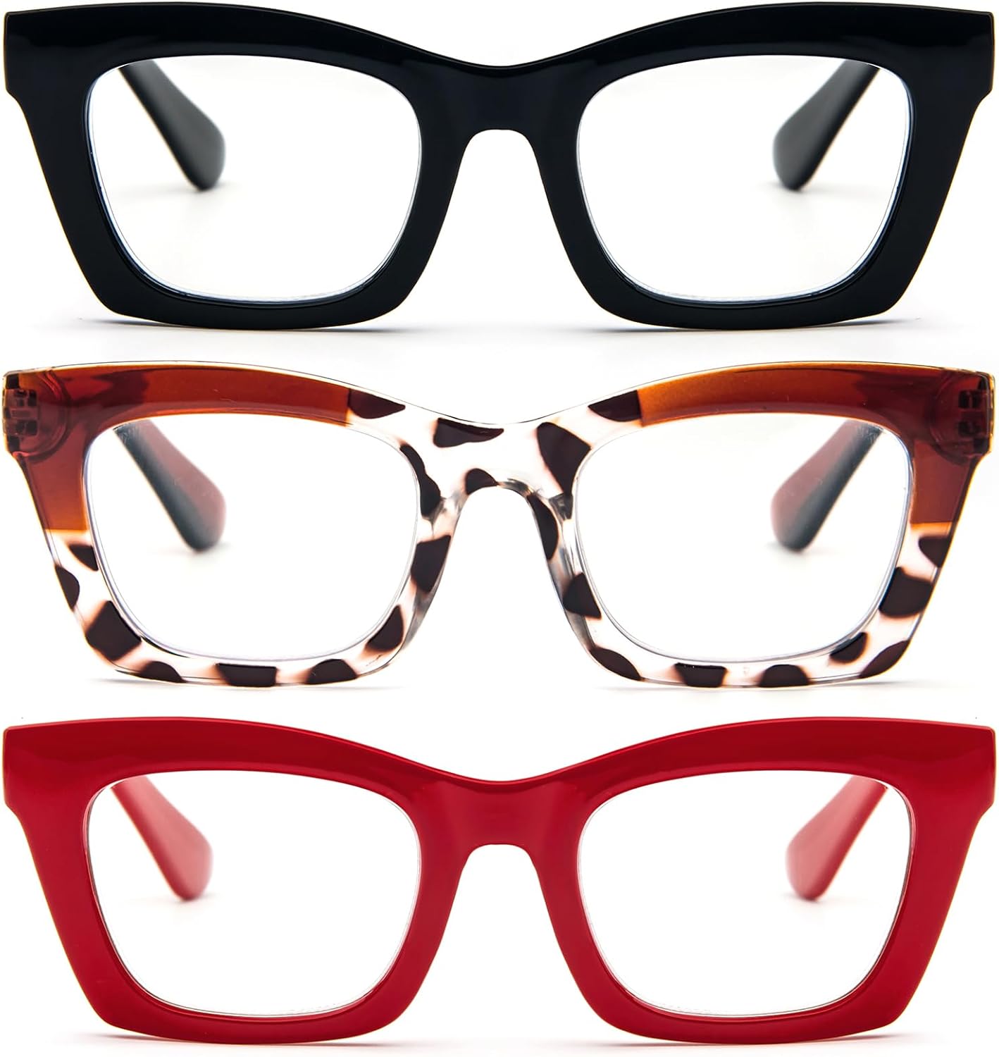 REAVEE Oprah Style Reading Glasses for Women, Blue Light Blocking Stylish Oversized Computer Readers Spring Hinge