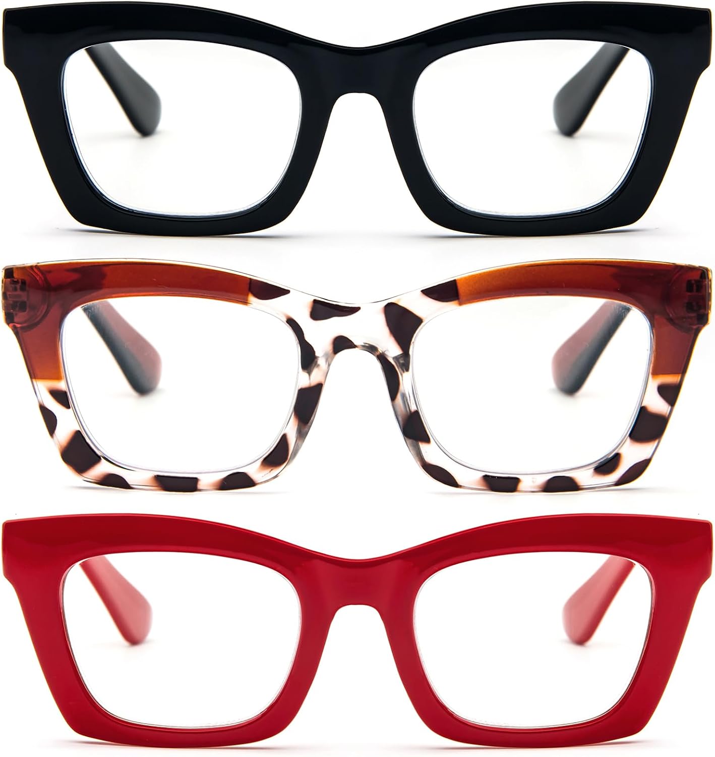 REAVEE Oprah Style Reading Glasses for Women, Blue Light Blocking Stylish Oversized Computer Readers Spring Hinge