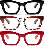 REAVEE Reading Glasses for Women, Blue Light Blocking Stylish Oversized Computer Readers Spring Hinge