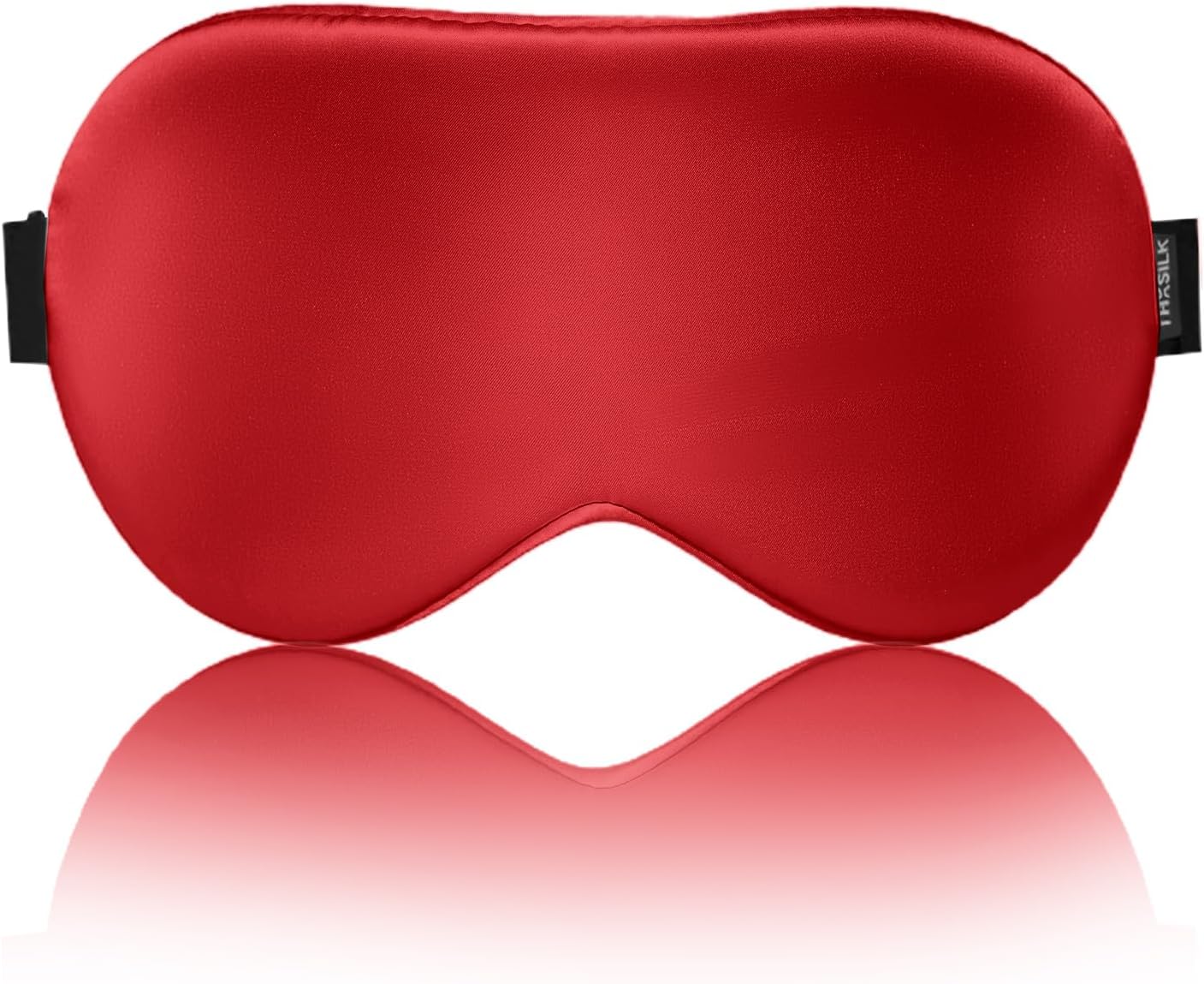 THXSILK Sleep Mask 100% 19 Momme Pure Mulberry Silk Super Smooth Cooling Sleep Eye Mask Blackout for Women/Man/Kids Eye Cover with Wide Head Strap Good Night Sleep Comfortable Travel and Nap, Red
