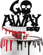 Black Glitter Go Away Cake Topper, Have A Killer Birthday/Happy Halloween/I Put A Spell on You, Halloween Themed Bairthday Party Decorations Supplies