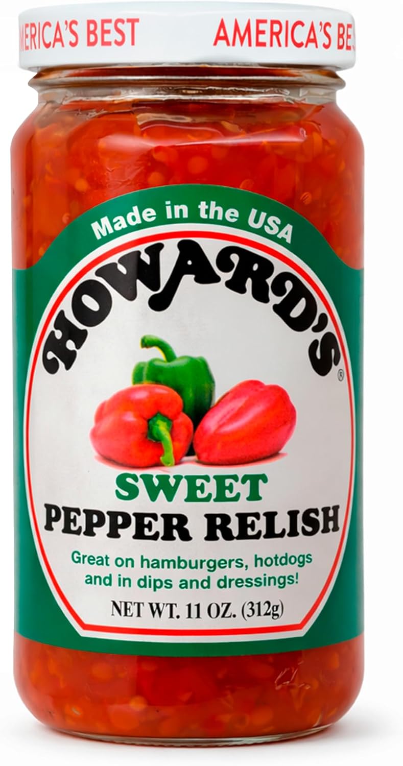 HOWARD'S Premium Sweet Pepper Relish | Gluten Free, All Natural | Perfect for Hamburgers, Hotdogs and Dips | 1 pack ( 11 ounce )