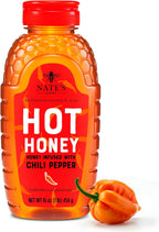 Nate's Hot Honey - 100% Pure Honey Infused with Habanero Chili Pepper Flakes, Award-winning Taste - 16 oz Squeeze Bottle