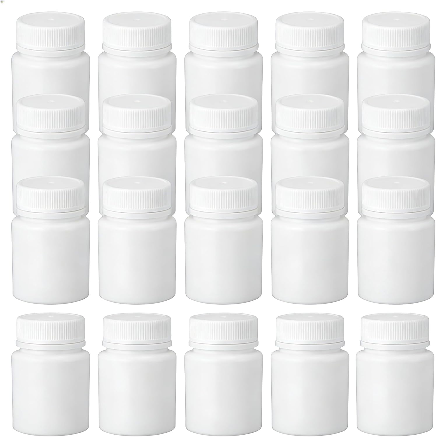 50PCS White Empty Solid Plastic Bottle Case Holder Container Vials Box with Screw Cap for Powder Sample Storage (20ml/0,67oz)