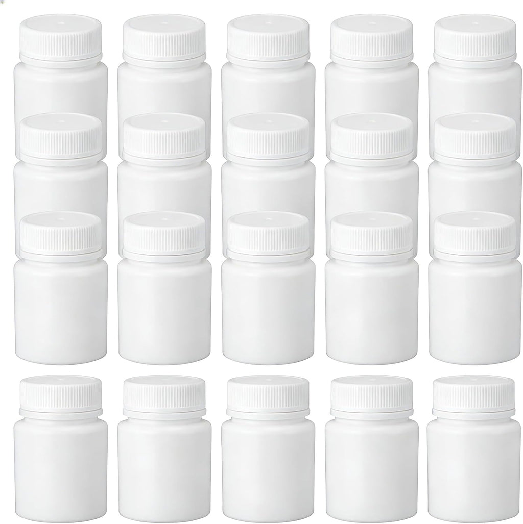 50PCS White Empty Solid Plastic Bottle Case Holder Container Vials Box with Screw Cap for Powder Sample Storage (50ml/1.67oz)