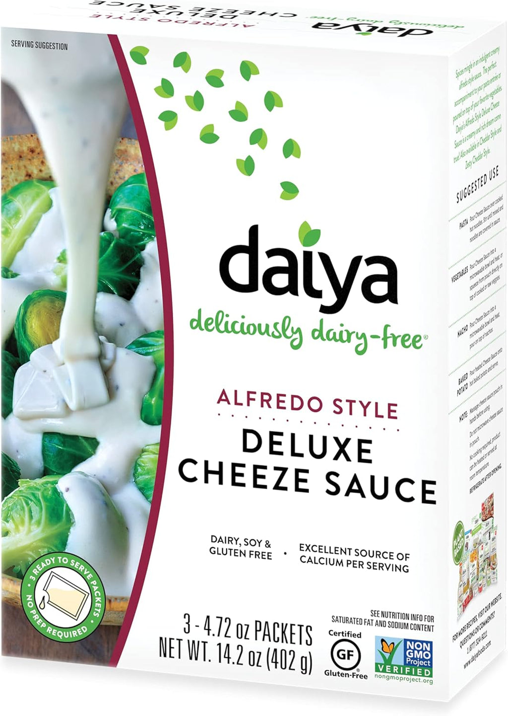 Daiya Alfredo Style Cheeze Sauce :: Creamy Veggie, Fettuccine & Spaghetti Sauce :: Vegan, Dairy Free, Gluten Free, Soy Free, Rich Cheesy Flavor :: Box Contains 3 Packets (2 Servings Each) (Pack of 1)