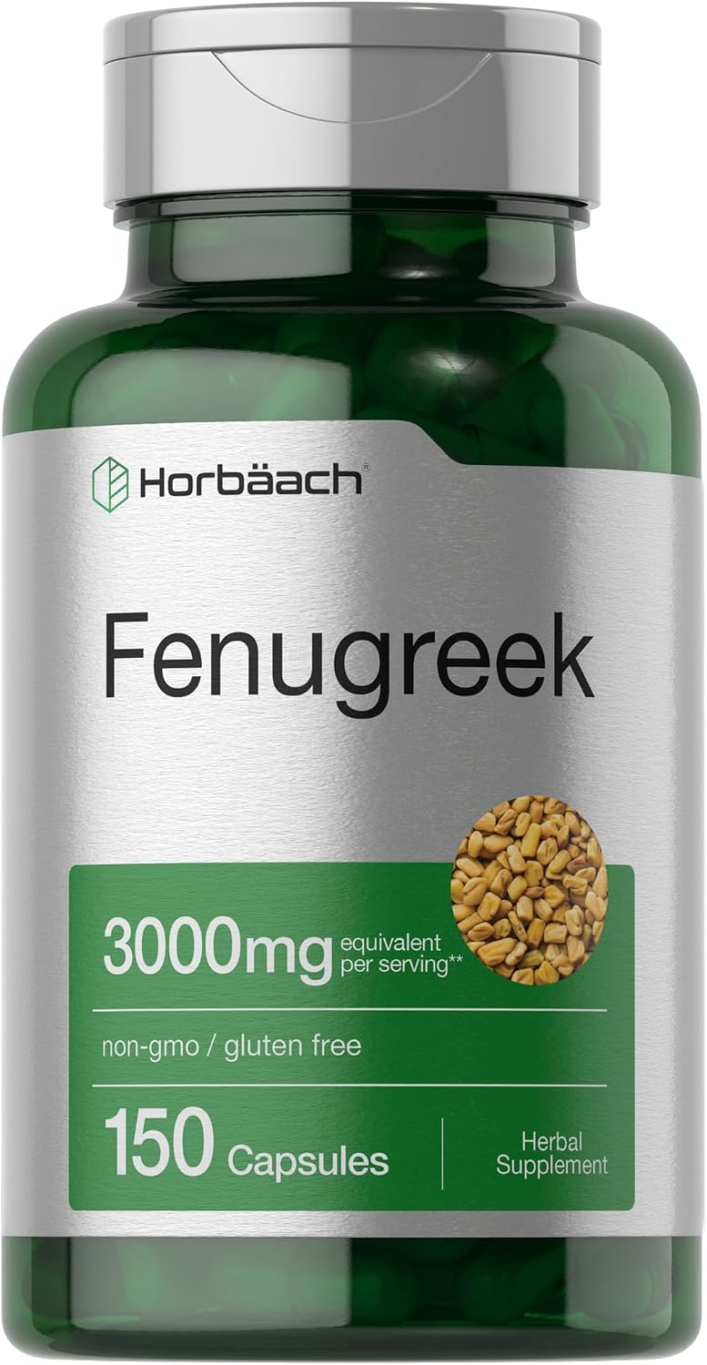 Horbäach Fenugreek Capsules | 150 Count | Non-GMO & Gluten Free Extract | Fenugreek Seeds
