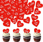 60 Pcs Edible St. Valentine's Day Cupcake Toppers with heart Decorations for Birthday and Valentine's Day Party (heart)