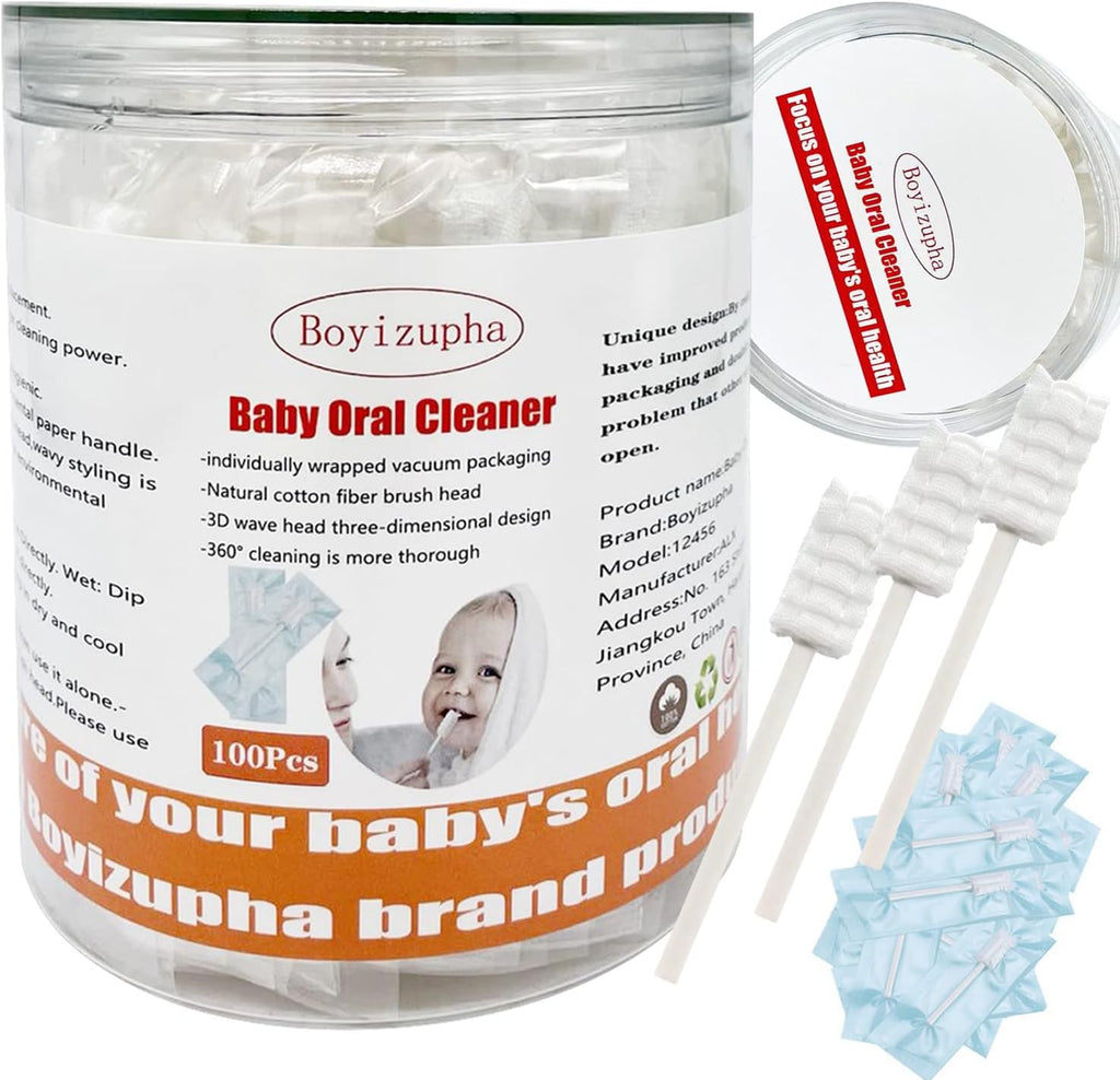100Pcs Baby Tongue Cleaner,Baby Toothbrush,Disposable Oral Cleaner for Newborn Toddler Infant Tooth Mouth Gum Clean Stick Dental Care