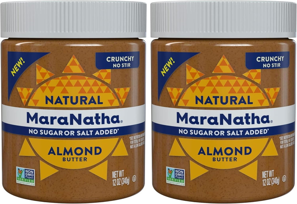 MaraNatha No Stir No Sugar or Salt Added Crunchy Almond Butter, 12oz (Pack of 2)