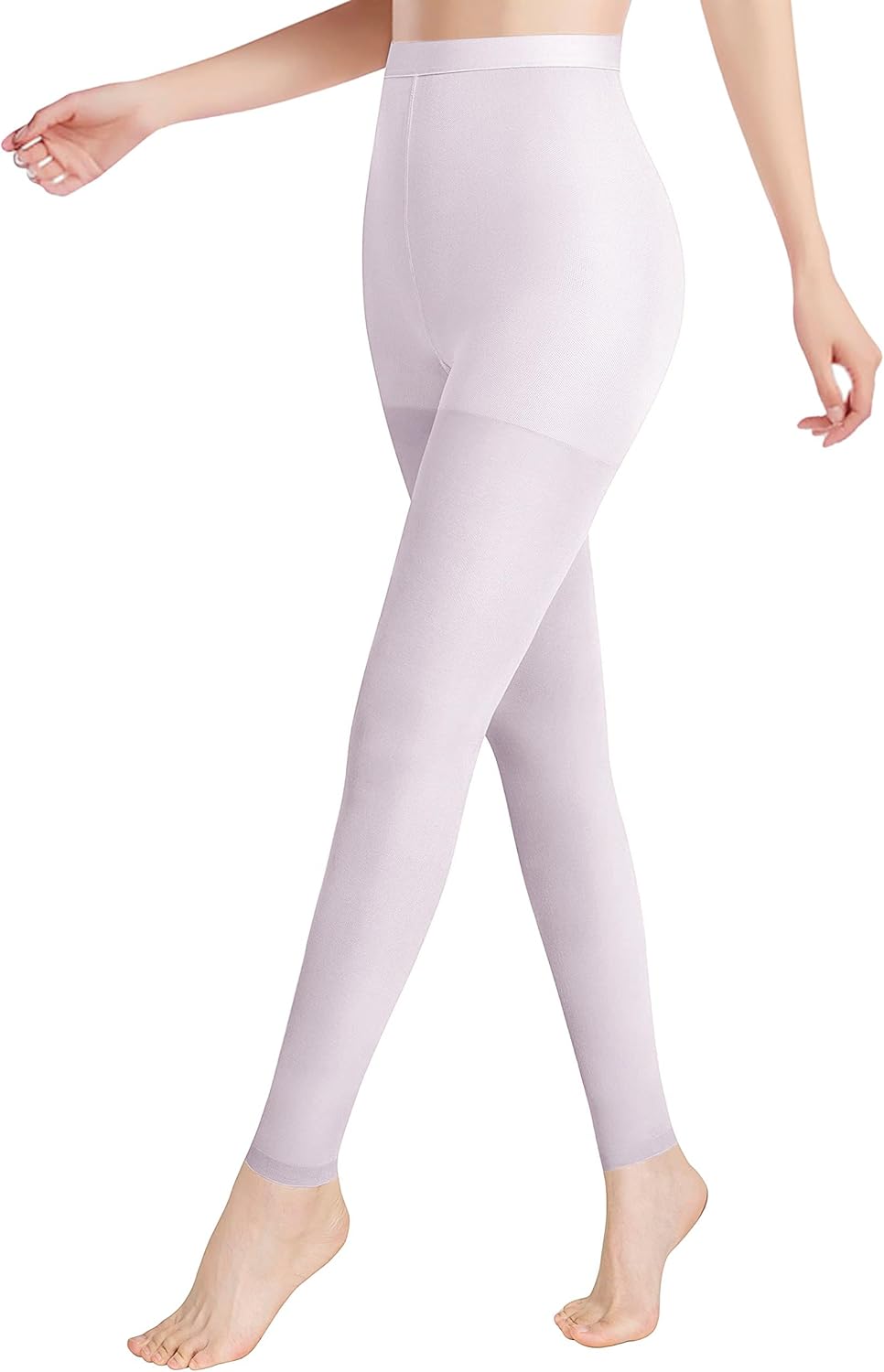 Medical Compression Pantyhose for Women & Men, 20-30mmHg Graduated Support Tights, Opaque Footless Waist High Compression Stockings & Leggings for Varicose Veins, Edema, Flight, DVT, White, 3XL
