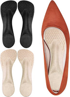 3/4 High Heel Cushion Insoles, Self-Adhesive Arch Support Inserts for Flat Feet and Arch Pain Relief, Gel Shoe Inserts for Sandal, Flats and High Heels (2 Pairs, Beige+Black, Women's 5-8.5)