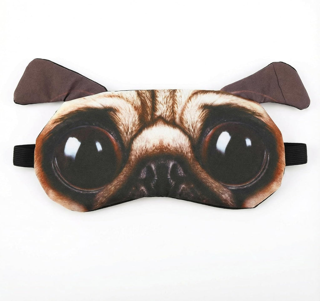 Soft Sleep Mask with Pug Dog Face Print, Adjustable Elastic Strap, Comfortable Eye Cover for Napping, Travel, Meditation, and Rest at Home or on Flights