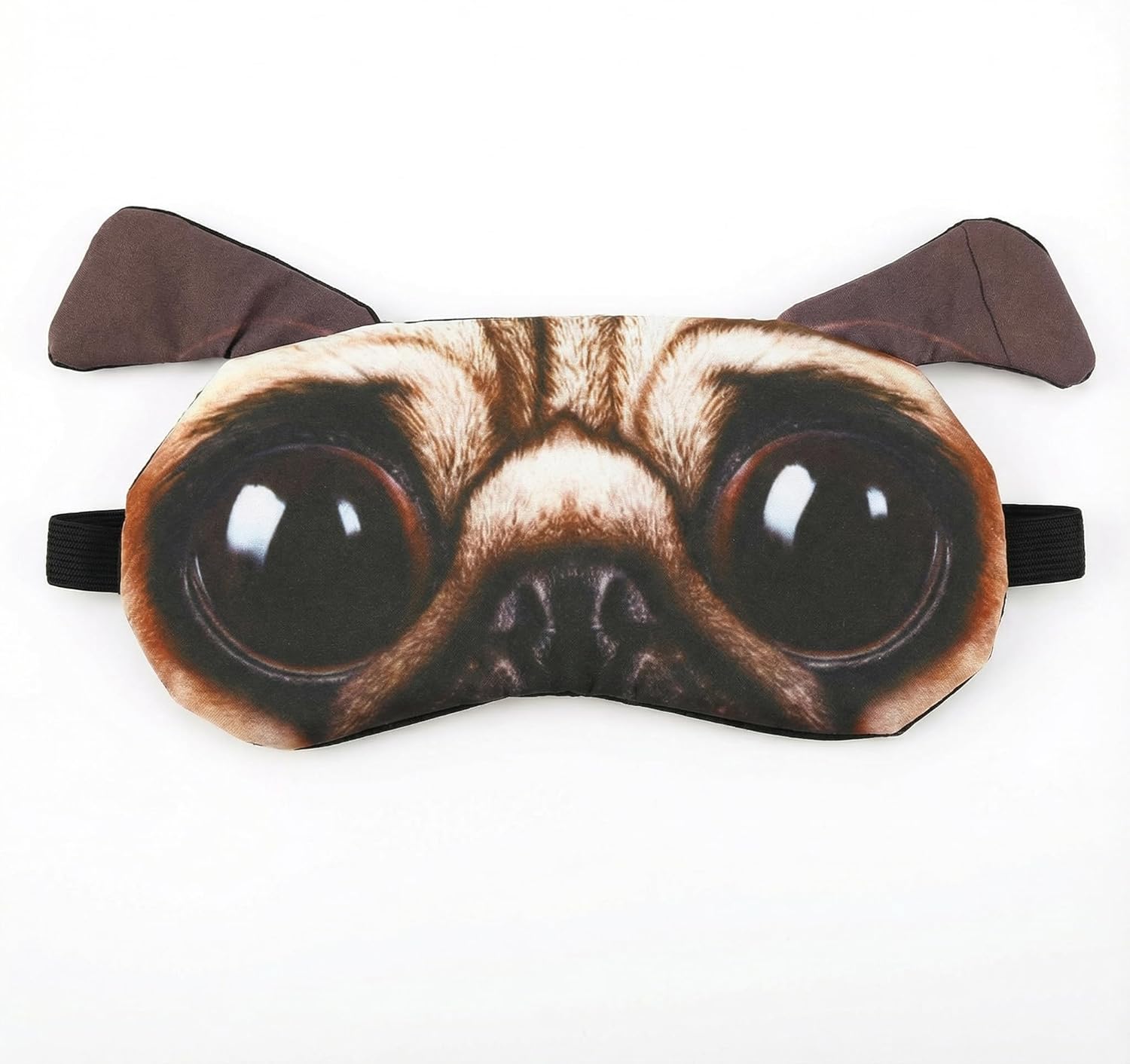 Soft Sleep Mask with Pug Dog Face Print, Adjustable Elastic Strap, Comfortable Eye Cover for Napping, Travel, Meditation, and Rest at Home or on Flights