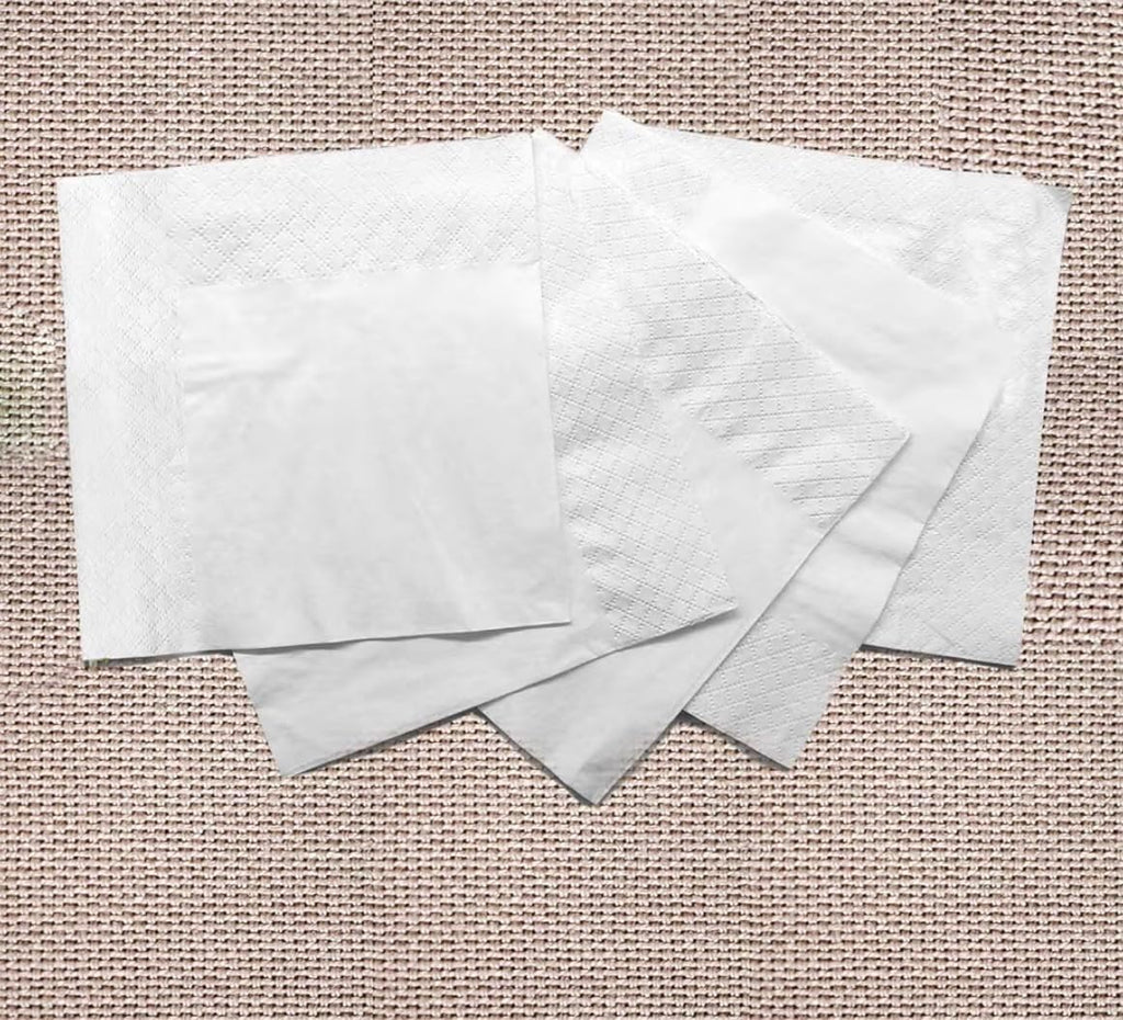 1000 Count 2-Ply White Beverage Napkins – Plain, Four-Fold Disposable Paper Napkins, 4.9" x 4.9" Folded – Perfect for Parties, Cocktails, and Everyday Use