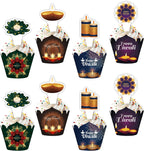 Happy Diwali Cupcake Toppers and Wrappers, 48Pcs Deepavali Themed Cupcake Decorations for Indian Hindu Diwali India Festival of Lights Party Supplies
