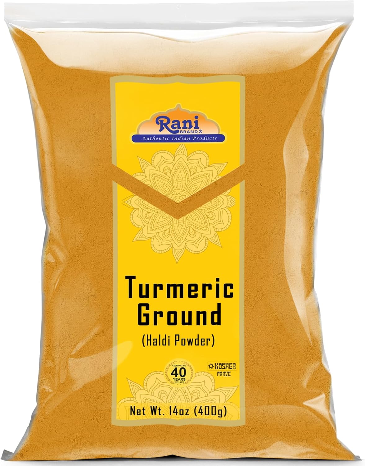 Rani Turmeric (Haldi) Root Powder Spice, (High Curcumin Content) 14oz (400g) ~ All Natural | 100% Pure, Salt Free | Vegan | Gluten Friendly | NON-GMO | Kosher | Indian Origin