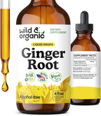 Wild & Organic Ginger Root Extract Drops - Immune & Digestive Support - Liquid Ginger Supplements - Easy to Add to Tea - Vegan, Sugar & Alcohol-Free Tincture - 4 fl oz