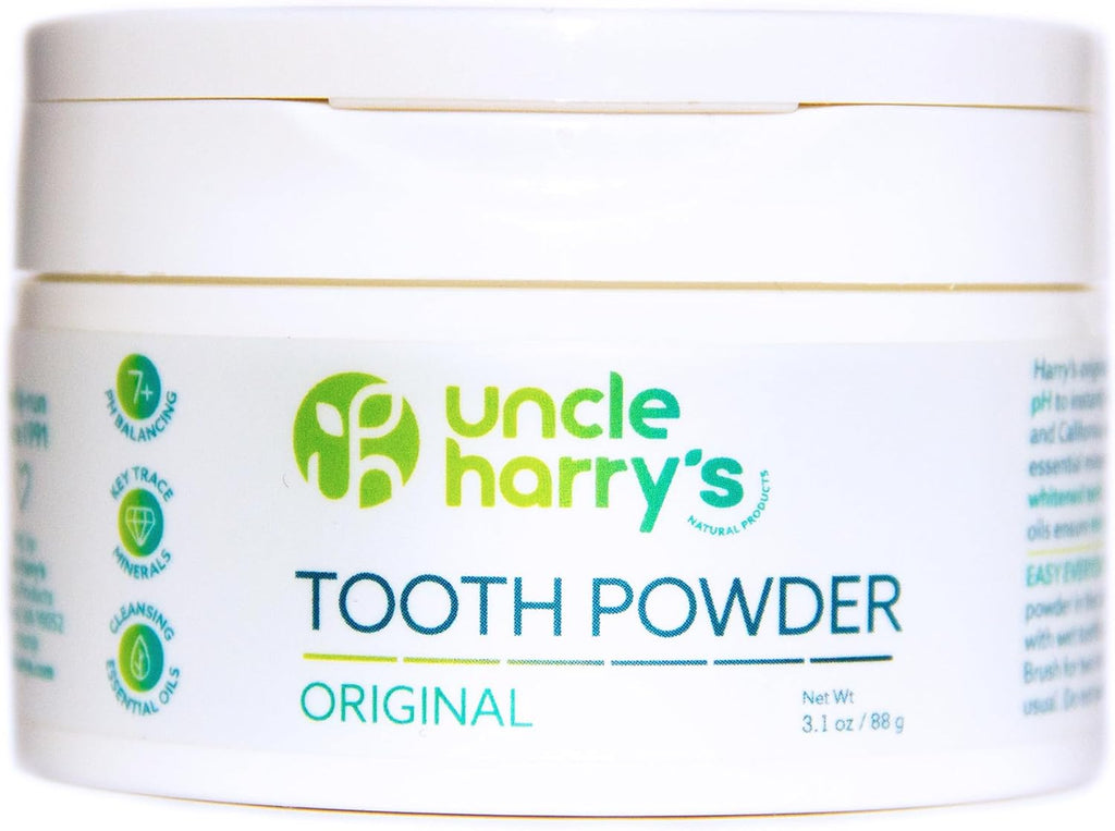 Uncle Harry's The Original Ayurvedic Natural Tooth Powder | Alkalizing Remineralizing Enamel Support & Whitening Toothpaste for Sensitive Teeth | Powder Toothpaste for Gum Health & Fresh Breath (3 oz)
