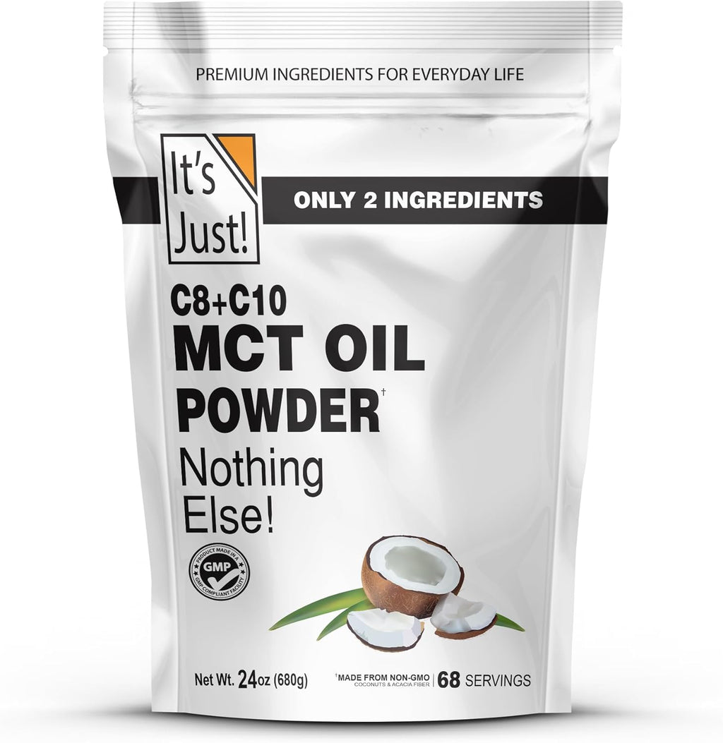 It's Just! MCT Oil Powder With Prebiotic Fiber - Keto, Non-GMO, C8 C10, Coffee Creamer - 24 oz