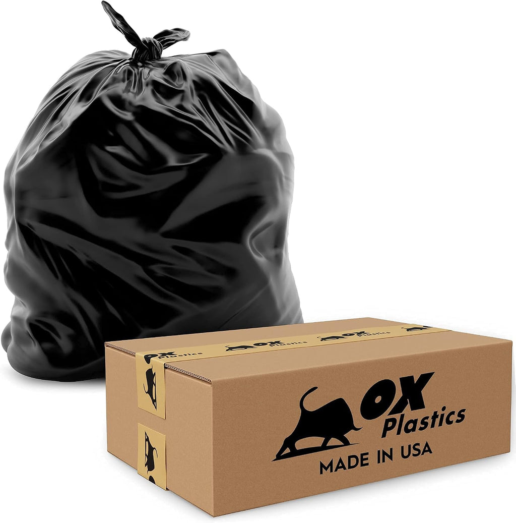 55 Gallon Trash Bags Heavy Duty – Large Black Contractor Bags 36x52" – Industrial, Yard Waste, Lawn & Leaf, Construction Garbage Can Liners – Made in USA (3 Mil, 100 Count)