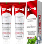 Sp-6 Probiotic Whitening Toothpaste, Sp-6 Ultra Whitening Toothpaste, with a Fluoride Free, Fresh Breath and Mint Flavored Enhancement Formula, Beneficial for Oral Health! 2pc (2)