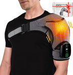 Cordless Portable Shoulder Heating Pad & Massager, Heating Vibration Shoulder Wrap, Shoulder Brace for Pain Relief, Rotator Cuff Support for Men & Women, Black&Grey