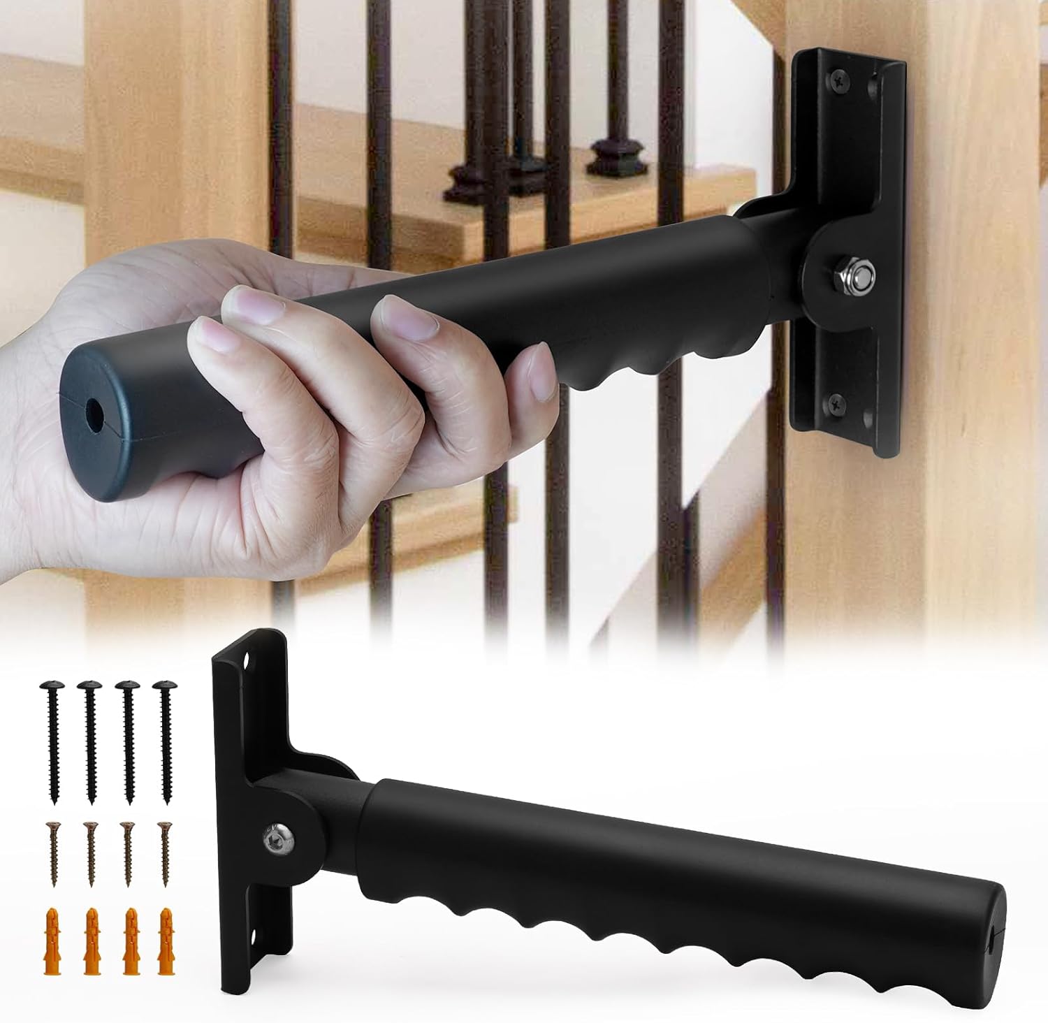 Folding Grab Bars for Doorway/Stairs Assist for Seniors, Flip Up Grab Handles for Wall for Elderly, Disabled, People with Limited Balance and Mobility