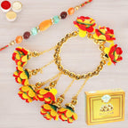Ghasitaram Gifts Rakhis Online - Rakhi for Brother-TK-27 Bhaiya Bhabhi Rakhi with 400 GMS of Soan Papdi
