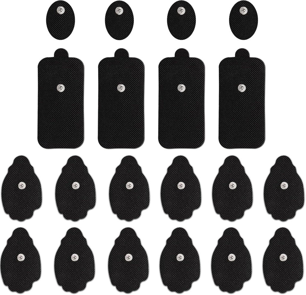TENS Unit Electrode Pads 20 Pack - SM Electrodes, 3.5mm Snap-On EMS Replacement Pads for Electrotherapy Reusable Over 50 Times, Compatible with AVCOO、MEDVICE and Belifu TENS Machines (Black)