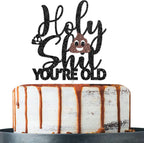 Holy Shit You‘re Old Cake Topper, Happy 50th 60th 70th 80th 90th Birthday Cake Decor, 30 & Fabulous Birthday Party Decorations Supplies