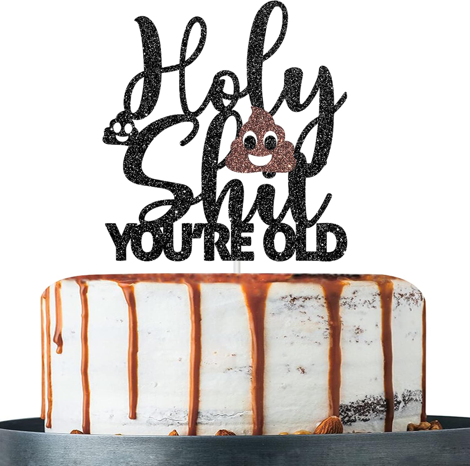 Holy Shit You‘re Old Cake Topper, Happy 50th 60th 70th 80th 90th Birthday Cake Decor, 30 & Fabulous Birthday Party Decorations Supplies