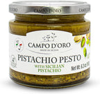 CAMPO D'ORO - Pistachio Pesto, Paste, UnSweetened, Sicilian Pesto Sauce, Savory, Creamy, Spreadable, 6.35oz, Sicily