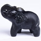 2.1 Inch Black Obsidian Elephant Crystals Decor, Healing Crystal Cute Figurines, Black Elephant Gemstones Decorations Statue, Lucky Reiki Stones in Home Office Meditation Gift for Women Men