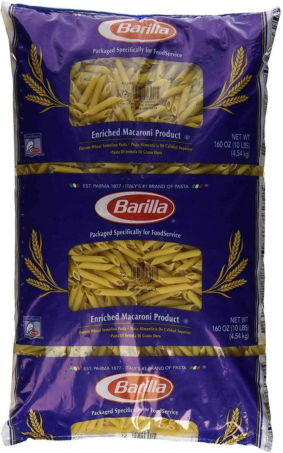 Barilla Penne Rigate Pasta, 160 oz. Bag (Pack of 2) - Non-GMO Pasta Made with Durum Wheat Semolina - Kosher Certified Pasta