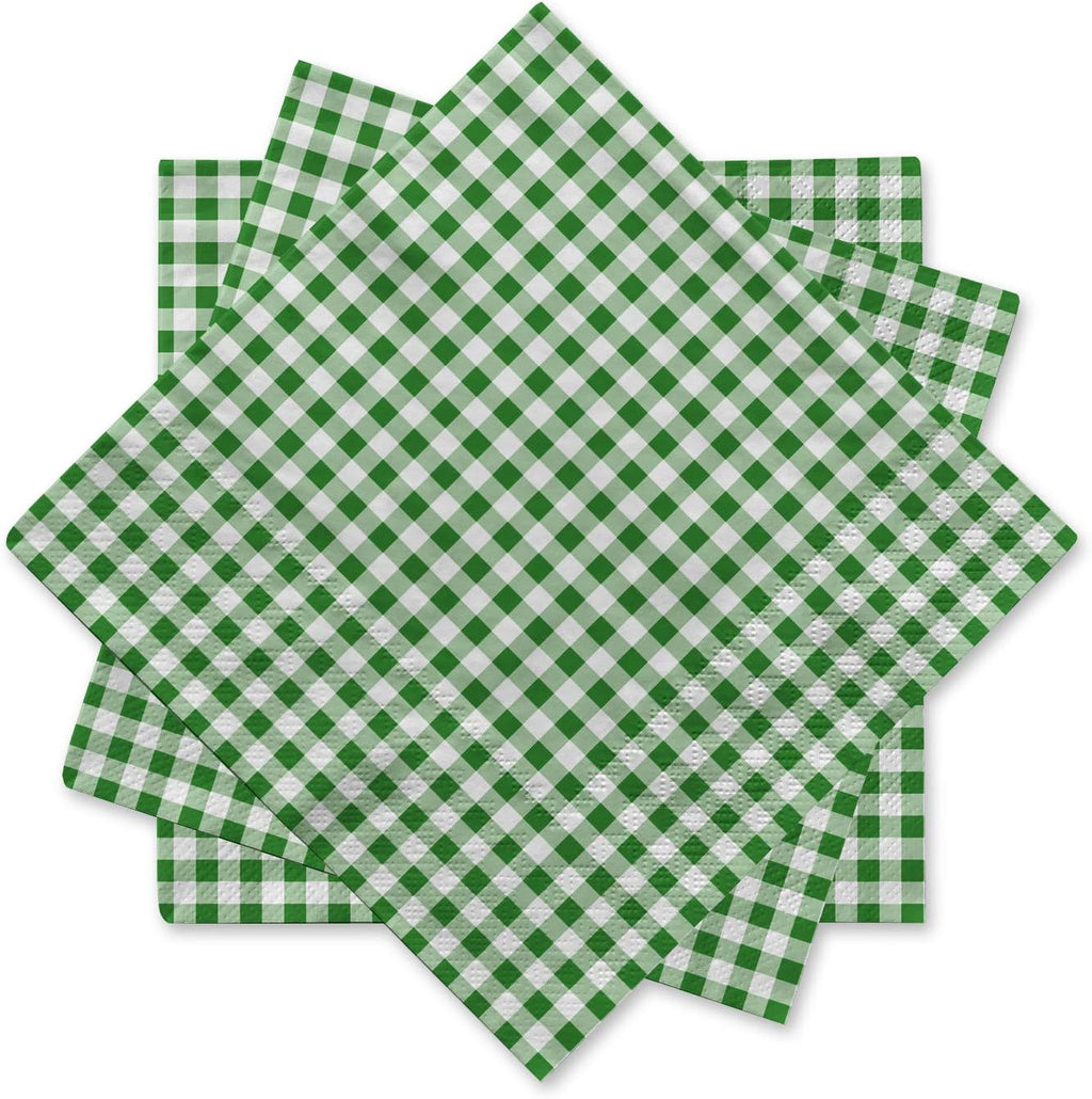 Gatherfun Disposable Napkins Paper, Green Plaid for Saint Patrick's Day Party (3-Ply, pack of 50)