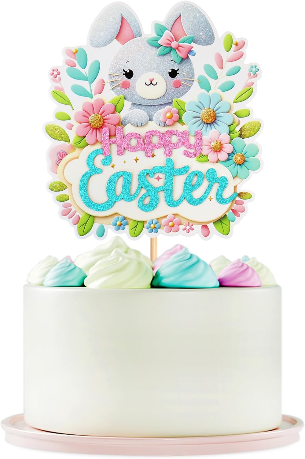 1 Pcs Rabbit Cake Topper Easter Cake Topper Bunny Cake Topper Easter Party Cake Topper Decorations (Bunny Style2) (Style 1)