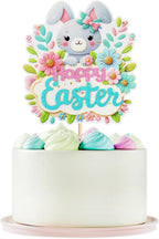 1 Pcs Rabbit Cake Topper Easter Cake Topper Bunny Cake Topper Easter Party Cake Topper Decorations (Bunny Style2) (Style 1)