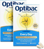 OptiBac Probiotics for Digestive Health, 30 Capsules Pack of 2 | 6 Scientifically Researched Strains with 5 Billion Live Cultures | Gluten Free & Vegetarian | Supports Gut Flora & Digestive Health