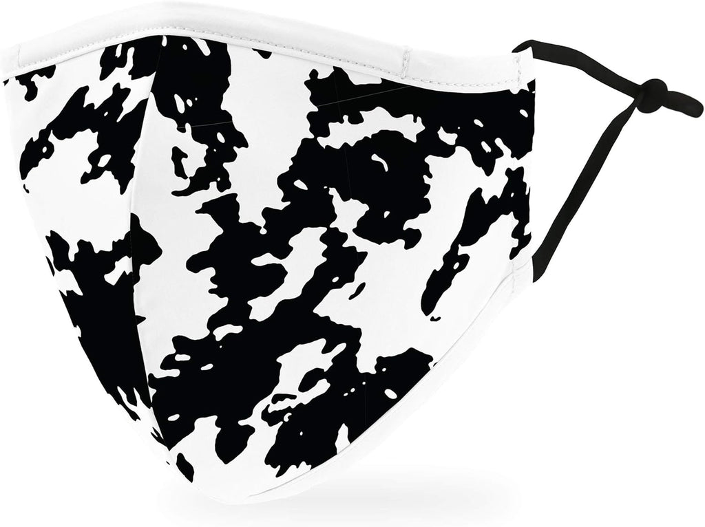 WEDDINGSTAR 3-Ply Adult Washable Cloth Face Mask Reusable and Adjustable with Filter Pocket - Cow Print