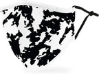 WEDDINGSTAR 3-Ply Adult Washable Cloth Face Mask Reusable and Adjustable with Filter Pocket - Cow Print