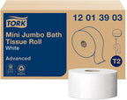 Tork Mini Jumbo Toilet Paper Roll White T2, Advanced, 1-Ply, 12 x 1200', 12013903