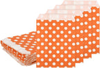 uxcell 100Pcs Kraft Paper Treat Bags, 7" x 5" Greaseproof Kraft Candy Bags Flat Favor Bags Small Gift Bags for Bakery Cookies Dessert Chocolate Soap Wedding Party Favor, Orange Dot
