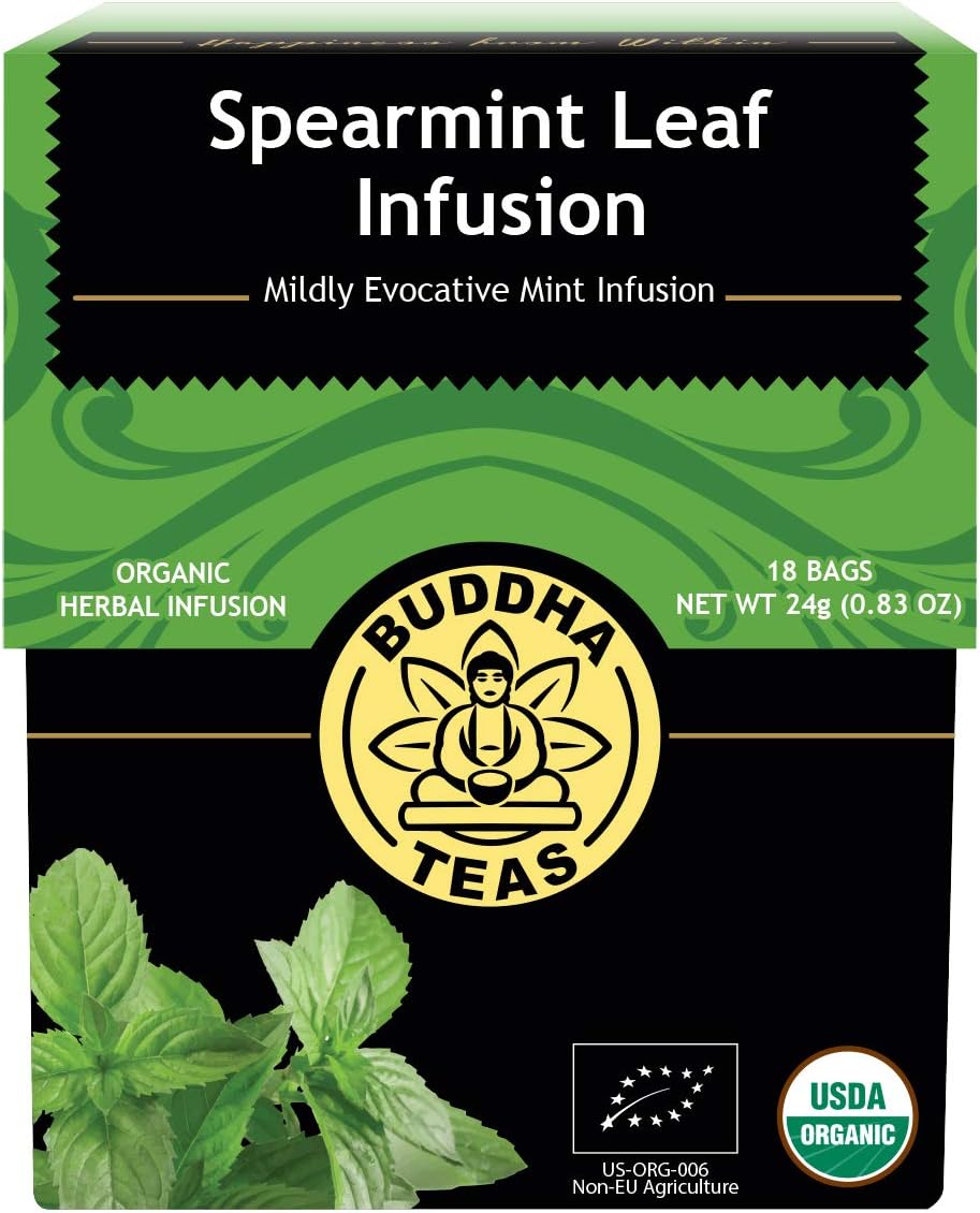 Buddha Teas Organic Spearmint Tea - OU Kosher, USDA Organic, CCOF, 18 Bleach-Free Tea Bags
