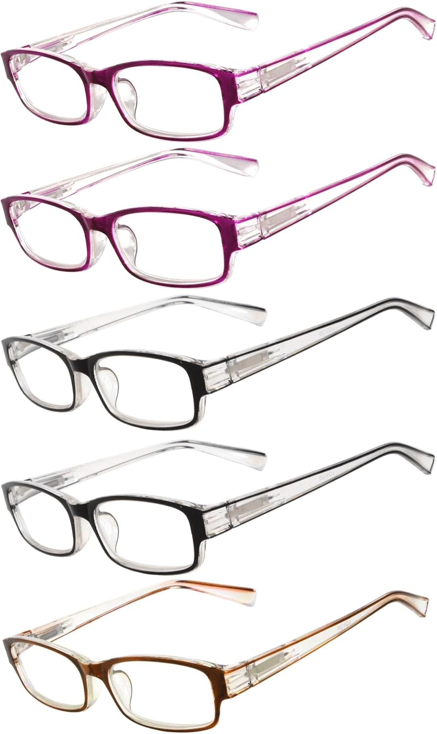 OWL Readers 5 Pack of Elegant Womens Reading Glasses with Beautiful Patterns for Ladies Deluxe Spring Hinge Stylish Look