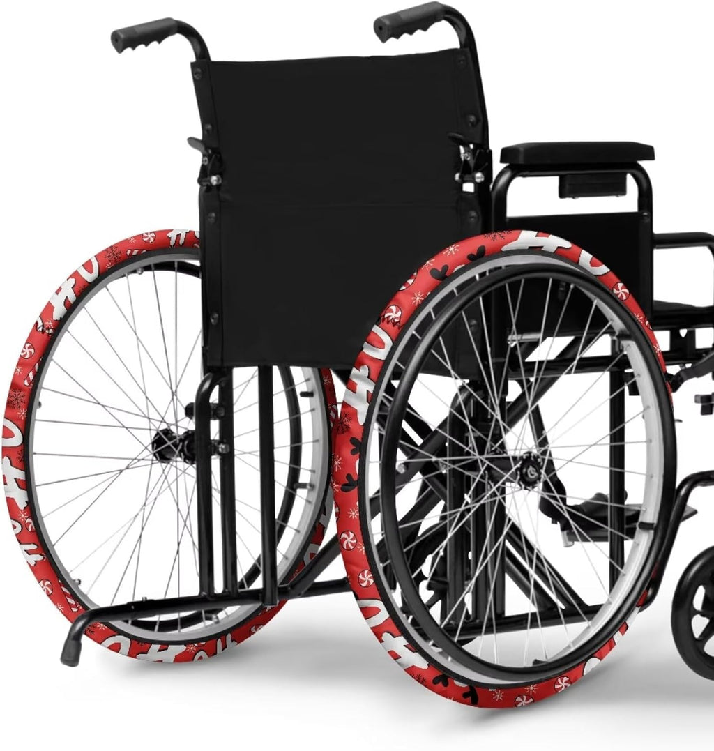 Snowflake Wheelchair Wheel Covers Wear-Resistant Wheelchair Tire Cover Protectors to Protect Floors CarpetsT Christmas Decorations (Fits 24 Inches Wheels)