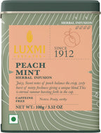 Luxmi Estates Peach Mint Tea with Cinnamon Ginger Hibiscus, 50 cups (100g/3.5oz) | Caffeine-Free