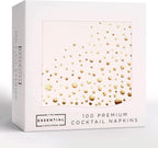 Stylish Gold Cocktail Napkins, 100 3Ply White and Gold Napkins, Disposable Party Napkins, 5x5 Inch Wedding Cocktail Napkins, Paper Cocktail Napkins, Bridal Shower Napkins, or Beverage Napkins